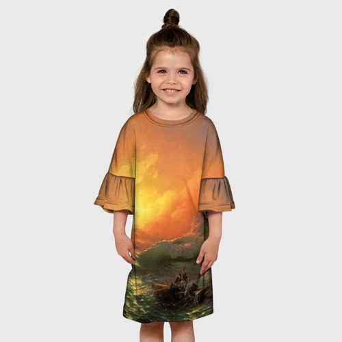 Детское платье 3D с принтом Айвазовский - 9 Вал, вид сбоку #3
