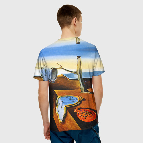 Мужская 3D футболка с принтом Сальвадор Дали - Постоянство Памяти, вид сзади #2