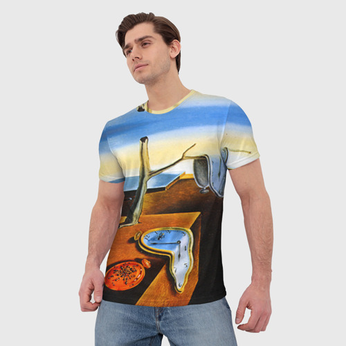 Мужская футболка 3D с принтом Сальвадор Дали - Постоянство Памяти, фото на моделе #1