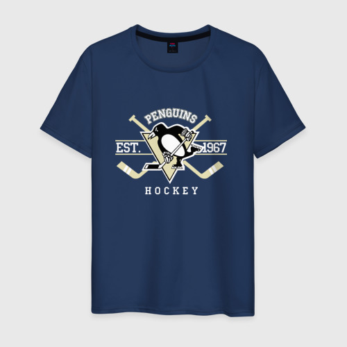 Мужская футболка хлопок с принтом Pittsburgh Penguins, вид спереди #2