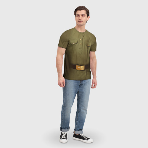 Мужская 3D футболка с принтом Солдатская форма, вид сбоку #3