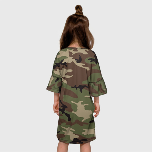 Детское платье 3D с принтом Армейская форма, вид сзади #2