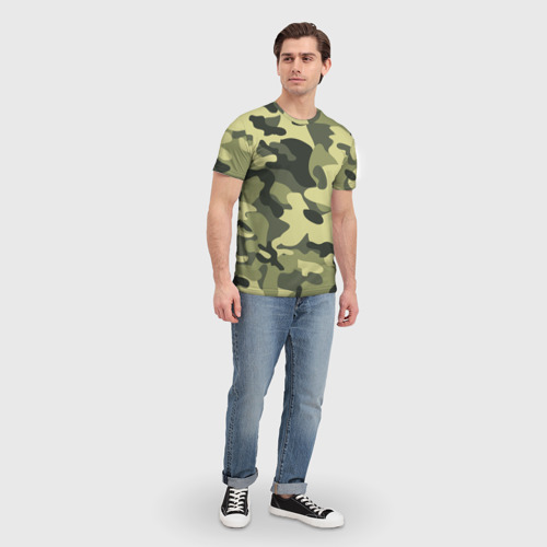 Мужская футболка 3D с принтом Камуфляж Хаки, вид сбоку #3