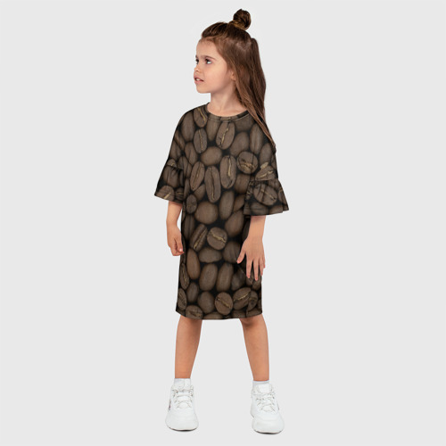 Детское платье 3D с принтом Кофе, фото на моделе #1