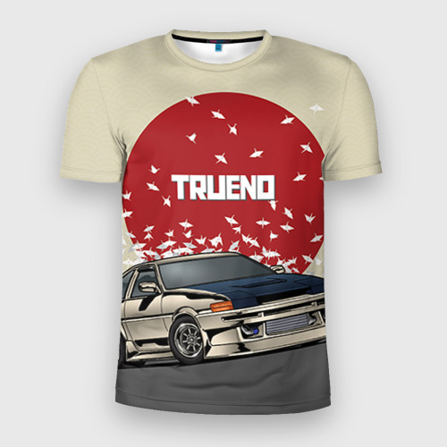 Мужская футболка 3D Slim с принтом Toyota Trueno ae86, вид спереди #2
