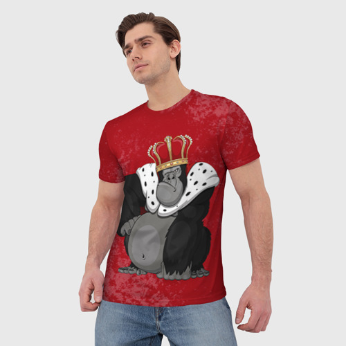 Мужская футболка 3D с принтом Обезьяна король, фото на моделе #1