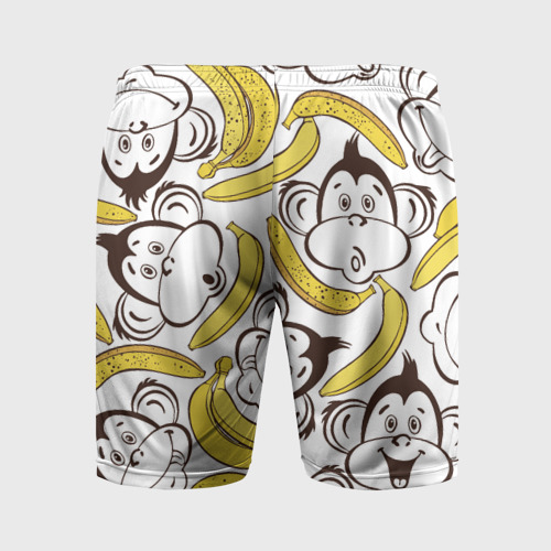 Мужские шорты спортивные с принтом Обезьянки и бананы, вид сзади #1