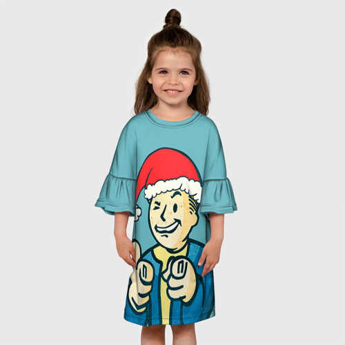 Детское платье 3D с принтом Новогодний Fallout, вид сбоку #3