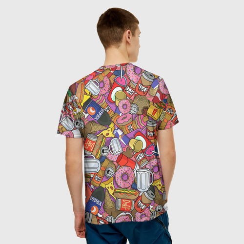 Мужская 3D футболка с принтом Обжора Гомер, вид сзади #2