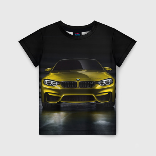 Детская футболка 3D с принтом BMW M4 Concept, вид спереди #2