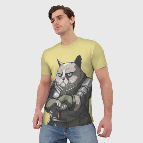Мужская 3D футболка с принтом Кот, фото на моделе #1