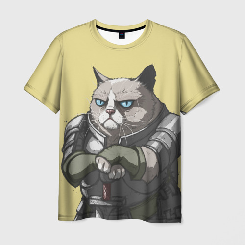 Мужская 3D футболка с принтом Кот, вид спереди #2
