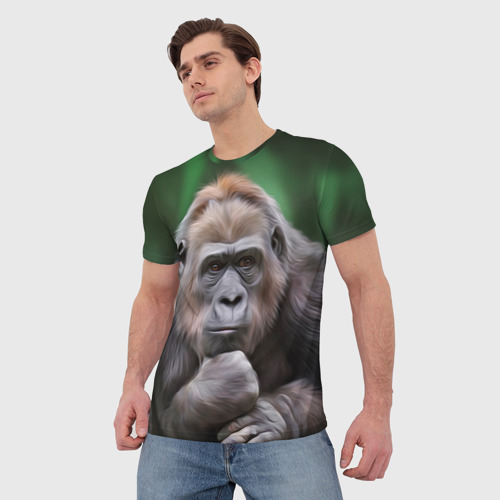 Мужская футболка 3D с принтом Обезьяна, фото на моделе #1
