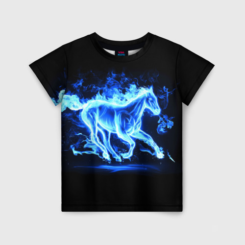Детская 3D футболка с принтом Ледяной конь, вид спереди #2