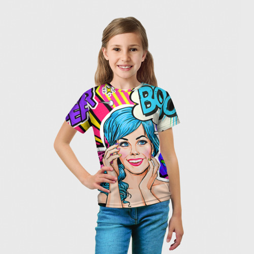 Детская футболка 3D с принтом Pop art, вид сбоку #3