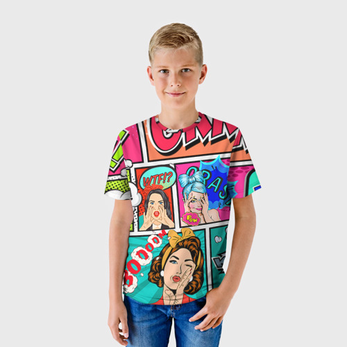Детская футболка 3D с принтом POP ART, фото на моделе #1