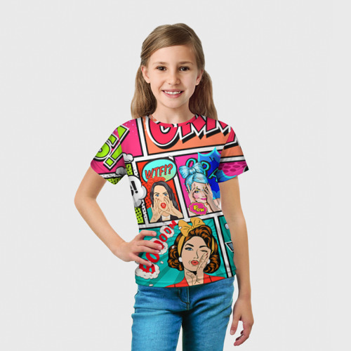 Детская футболка 3D с принтом POP ART, вид сбоку #3