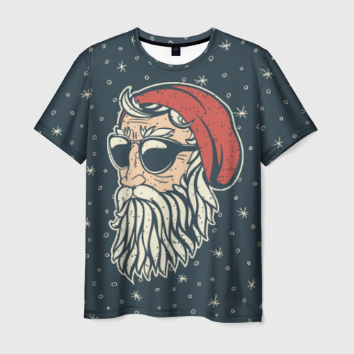Мужская футболка 3D с принтом Санта хипстер, вид спереди #2