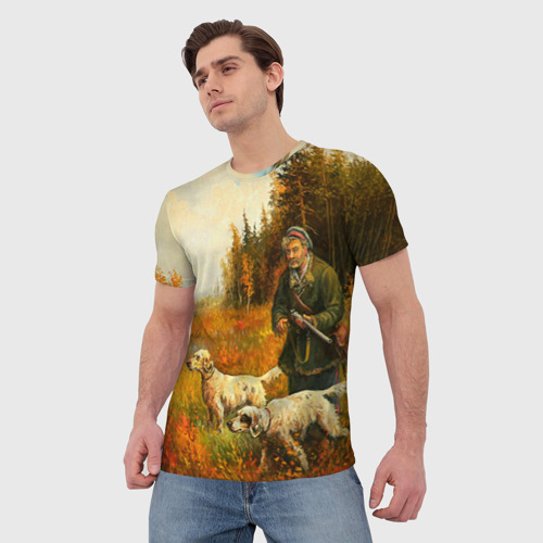Мужская 3D футболка с принтом Охота, фото на моделе #1