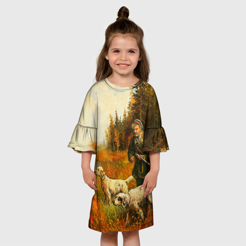 Детское платье 3D с принтом Охота, вид сбоку #3
