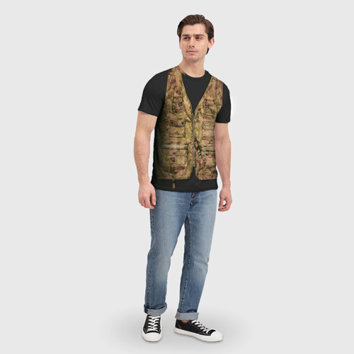 Мужская футболка 3D с принтом Жилетка охотника, вид сбоку #3
