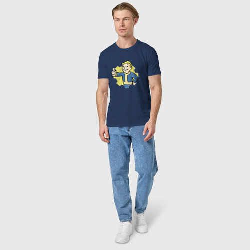 Мужская футболка хлопок с принтом Vault Boy, вид сбоку #3