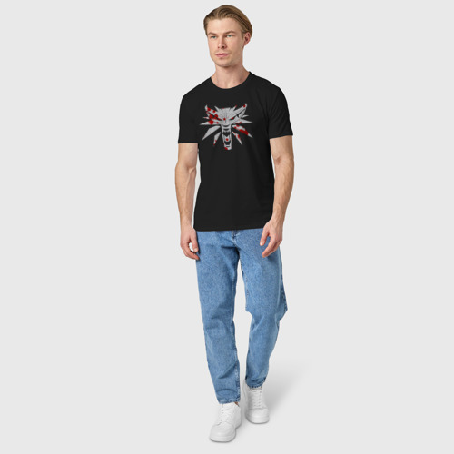 Мужская футболка хлопок с принтом Witcher 3, вид сбоку #3