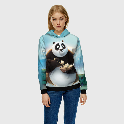Женская толстовка 3D с принтом Кунг фу панда, фото на моделе #1