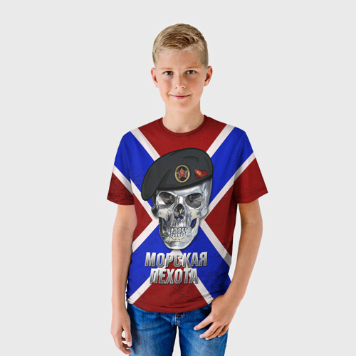 Детская футболка 3D с принтом Морская пехота, фото на моделе #1