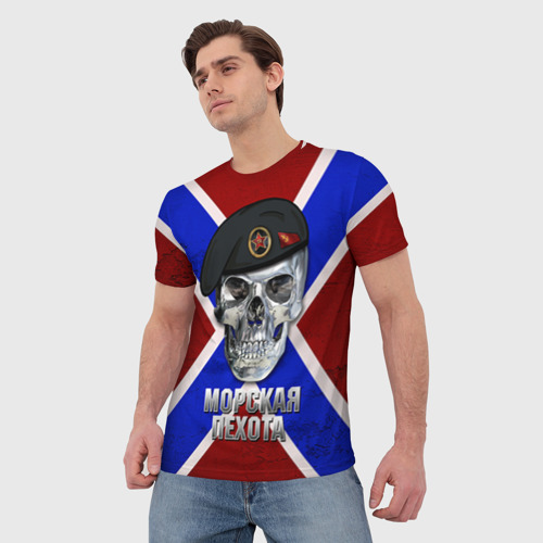 Мужская 3D футболка с принтом Морская пехота, фото на моделе #1