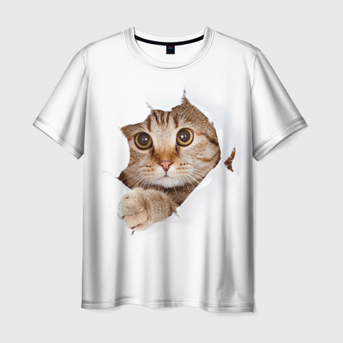 Мужская футболка 3D с принтом Котик, вид спереди #2