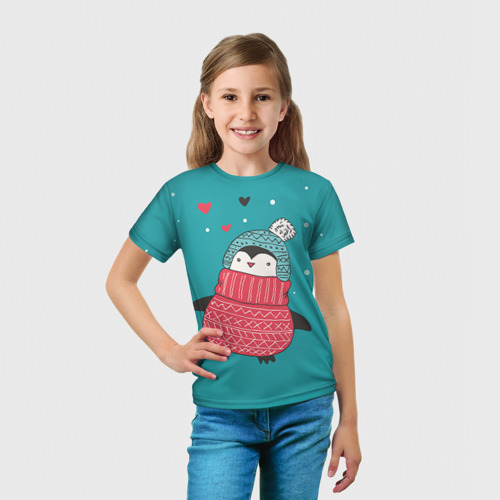 Детская футболка 3D с принтом Пингвинчик, вид сбоку #3