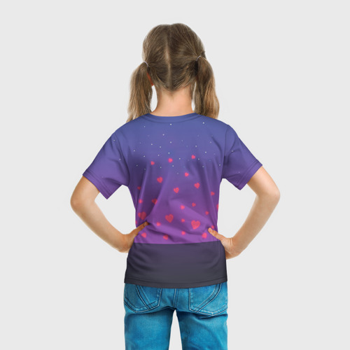 Детская футболка 3D с принтом Котик и киска, вид сзади #2