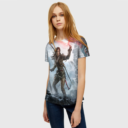 Женская футболка 3D с принтом Rise of the Tomb Raider, фото на моделе #1