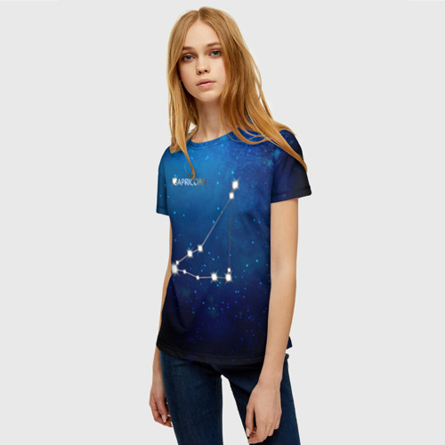 Женская футболка 3D с принтом Козерог, фото на моделе #1