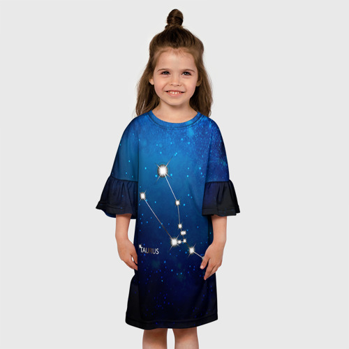 Детское платье 3D с принтом Телец, вид сбоку #3