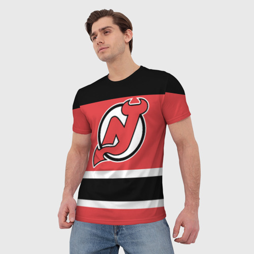 Мужская футболка 3D с принтом New Jersey Devils, фото на моделе #1