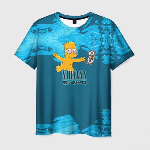 Мужская футболка 3D с принтом Nirvana & Simpson, вид спереди #2