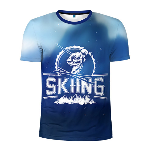 Мужская футболка 3D спортивная с принтом Лыжный спорт, вид спереди #2