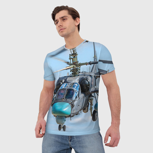 Мужская футболка 3D с принтом КА 52, фото на моделе #1