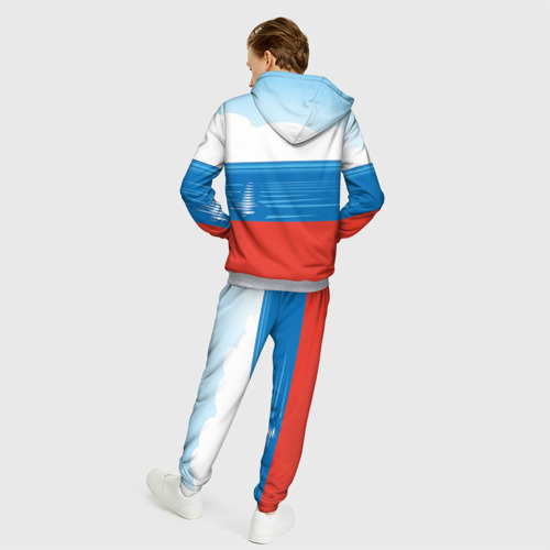 Мужской 3D костюм с принтом Триколор России, вид сзади #2