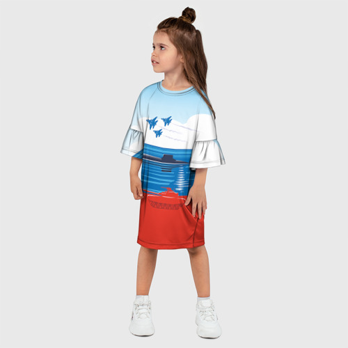 Детское платье 3D с принтом Триколор России, фото на моделе #1