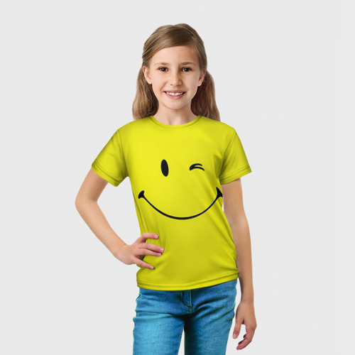 Детская футболка 3D с принтом Смайл, вид сбоку #3