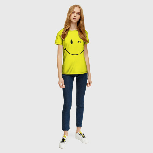 Женская 3D футболка с принтом Смайл, вид сбоку #3