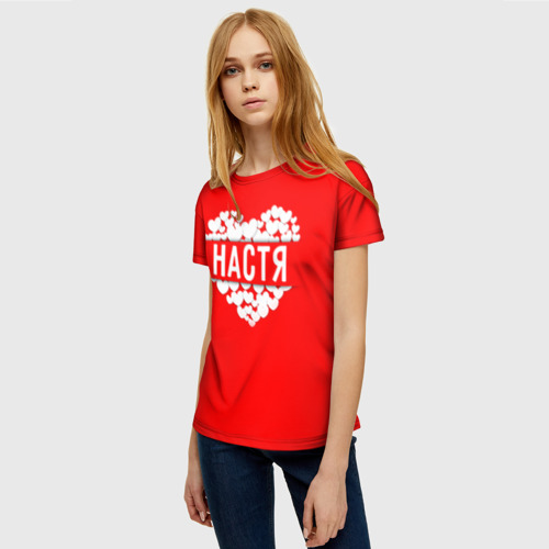 Женская футболка 3D с принтом Настя, фото на моделе #1