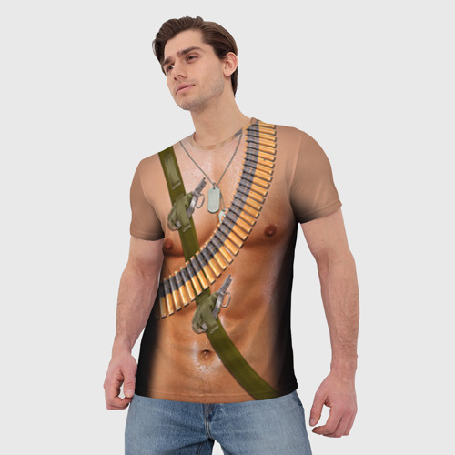 Мужская футболка 3D с принтом Солдат, фото на моделе #1