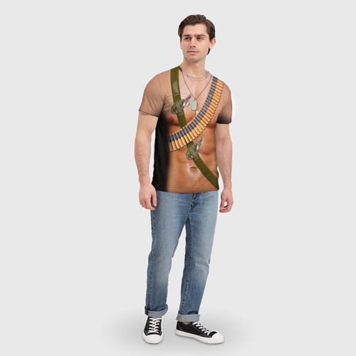 Мужская футболка 3D с принтом Солдат, вид сбоку #3