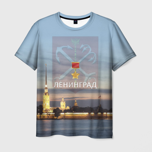 Мужская футболка 3D с принтом Город-герой Ленинград, вид спереди #2