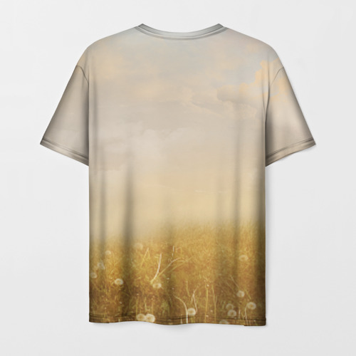 Мужская футболка 3D с принтом Медведь в поле, вид сзади #1