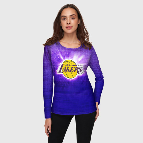 Женский лонгслив 3D с принтом Los Angeles Lakers, фото на моделе #1